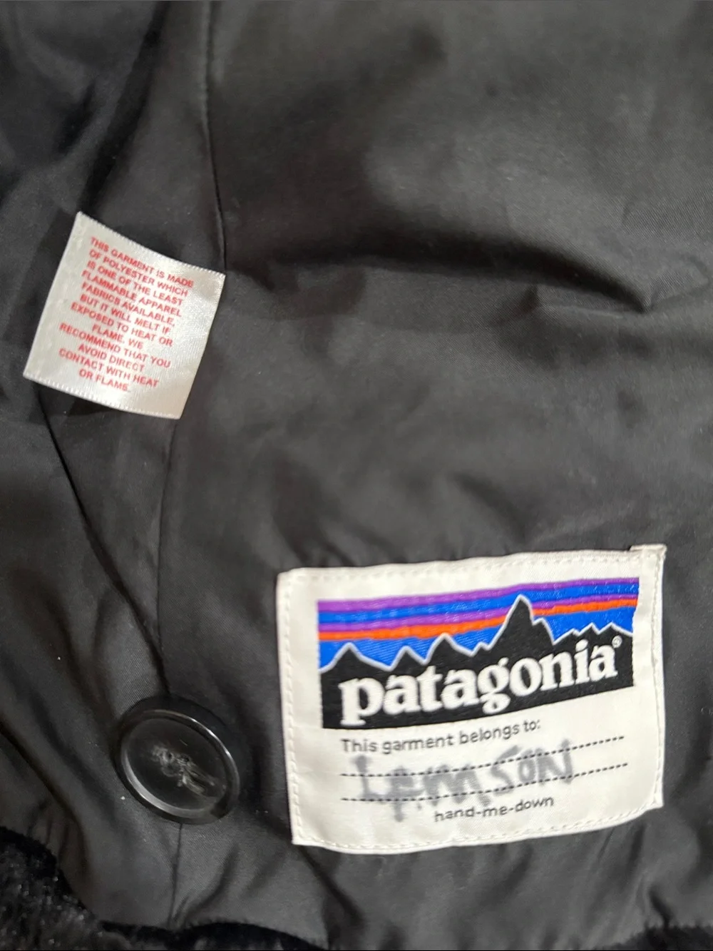 Patagonia Pelage Black Faux Fur Jacket Girls XS (5-6) Cozy Warm Fluffy Soft